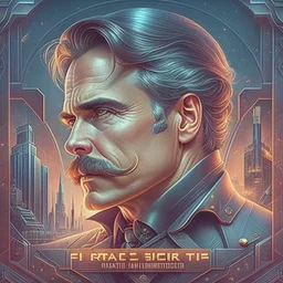 Best quality, masterpiece, ultra high definition,Futuristic, cyberpunk, Friedrich Nietzsche,Comic style