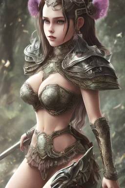 Full body portrait medium shot voluptuous lady elfgoth chunyu Erokawa woodlandgoth skin-tight push up bra armor