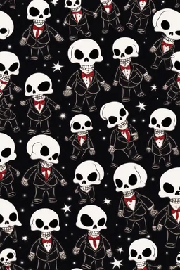 Whipsical babies in suits, faces look like those skeletons in the movie a night before Christmas