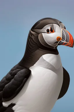 realistic detailed painting of a puffin bird on a white background.