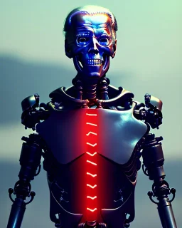 Terminator, Joe Biden as a Terminator,skeleton, evil, 8k, red eyes