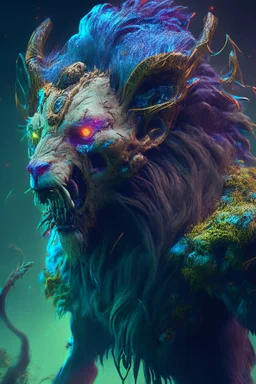 lion zombie goat alien,FHD, detailed matte painting, deep color, fantastical, intricate detail, splash screen, complementary colors, fantasy concept art, 32k resolution trending on Artstation Unreal Engine 5