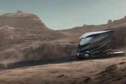 A Tesla 'Semi' (semi truck) is going at a high speed, within the trench of the Death Star. (CINEMATIC, WIDE ANGLE LENS, PHOTO REAL)