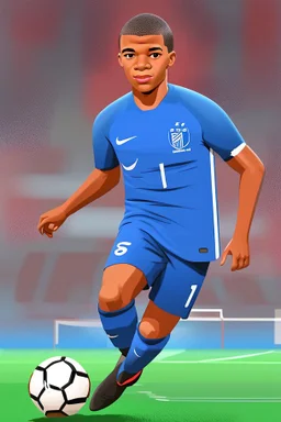 Kylian Mbappe French soccer player cartoon 2d