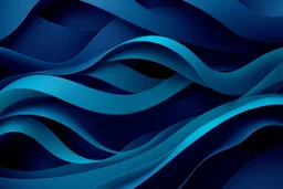 An abstract composition inspired by oceanic motion, with overlapping waves of deep navy and vibrant teal. The ribbons flow in a rhythmic, spiraling motion with subtle gradients and soft lighting that emphasizes the layered, curving forms. Cinematic lighting with a focus on depth and smooth transitions.