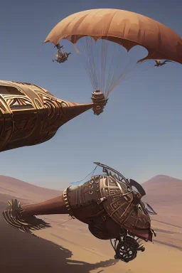 steampunk zeppelin crashed in the desert