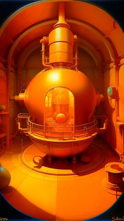 A salmon orange colored electrical alloy reactor sanctum painted by Paul Ranson