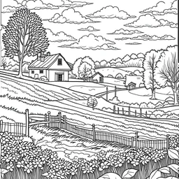countryside scene coloring page