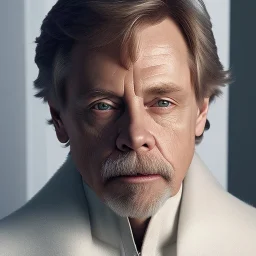 extremely detailed 8k hyperspace wallpaper,complete and photo realistic detailed head to waist stunning photo realistic portrait of mark hamill as luke skywalker in star wars with short lenght, Symmetrical, soft, fine, warm, photo realistic hair, blue eyes, professional majestic photo realistic painting by Ed Blinkey, Atey Ghailan, by Jeremy Mann, Greg Manchess, Antonio Moro, trending on ArtStation, Intricate, High Detail, Sharp focus,dramatic, by greg rutkowski,harsh and rough face,pilot jacket