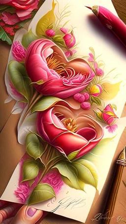 love letter, art, drawing, very realistic, detailed, vibrant colors.