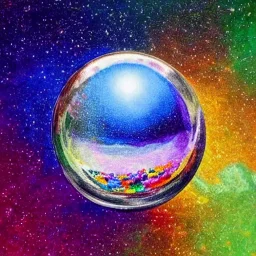 melted crayon drawing of universe inside a crystal ball, 8k resolution, high-quality, fine-detail, muted colors, intricate, digital art, detailed matte, volumetric lighting, illustration, octane render,