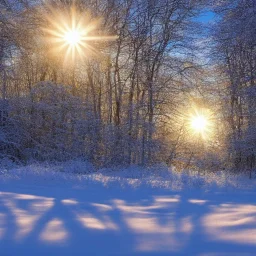 winter landscape, crystal, sun, stars