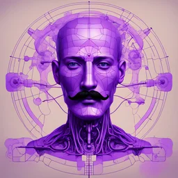 AI CREATION TOOL VIOLET UNIQUE davinci Vitruvian Man AI robot style with DALI MUSTACHE