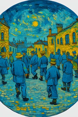 Van Gogh the prisoners walking in circle Bosch painting style
