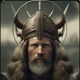 A viking with muscles and sharp swords, scary, steam punk, realistic, made in octane, cinematic, ultra-realistic, extremely detailed octane rendering, 8K, VRAY Super Real ar 2:3, dof photorealistic futuristic 50mm lens hard lighting dark gray tintype photograph, realistic lighting, sepia color