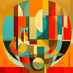 Abstract surrealist painting, geometric eulogies, by Tracy Adams