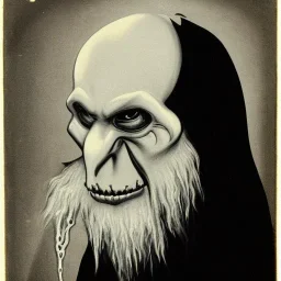 Nosferatu vampire with a tentacle beard hair and fangs as a Russian Orthodox