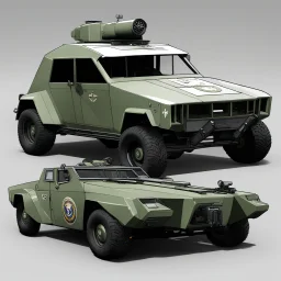 Third design for the unarmed scout car, this one more in the vein of a patrol vehicle for a base or some such.