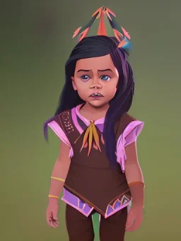 Portrait of a magical indigenous toddler witch little girl with brown hair