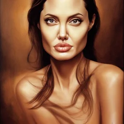 angelina jolie young face, centered, Realist, head and shoulders portrait, golden dress athena god