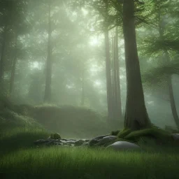 king sitting in the middle of a forest. color is darkgreen