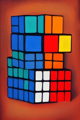 Rubik's cube in the style of modigliani