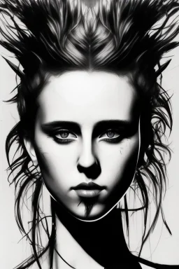 Danish singer MØ face,Abstract Yoji Shinkawa, demon,