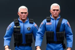 Mike Pence as G.I. Joe Doll toy With a gun space force Commander Blue fabric uniform, black boot in plastic packaging