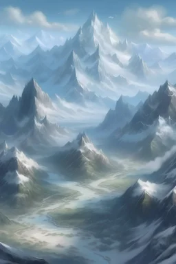 snow-capped mountains, and high peaks, fantasy landscape map
