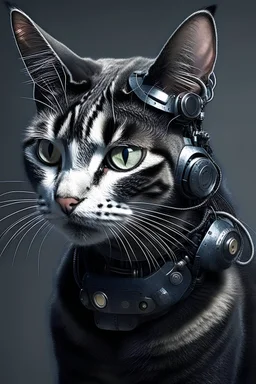 Cat transforming into Cyborg