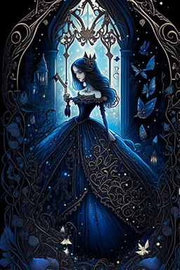 dark fantasy, intricate cover, a whimsical fairytale, princess with glass slipper