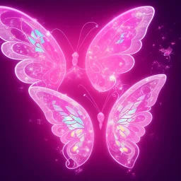 pink butterfly, luminous background