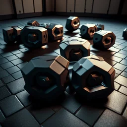 Hexagon Dumbbells on the floor