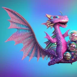 cute, adorable baby dragon made of crystals and gems, glittery scales, iridescent wings, sitting on a cloud of cotton candy, muted rainbow colors, intricate, stunning, fine detail, 8k, sharp, crisp, high-quality, 3d octane render, brian froud, howard lyon, selina french, anna dittmann, lisa parker, greg rutowski, alphonse mucha