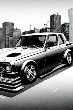 yakuza car, greyscale