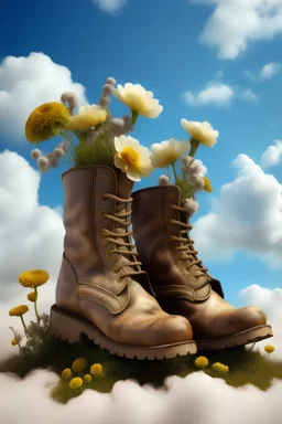 Boots with flowers in clouds