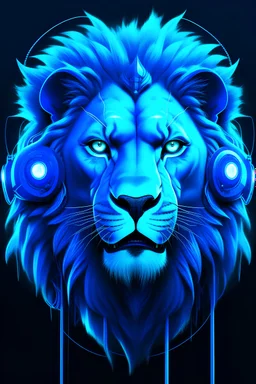 hip hop cyberpunk blue angry lion realism