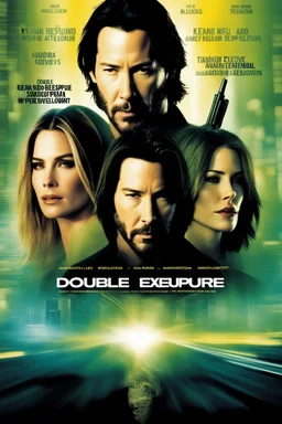 Movie poster -- text "Double Exposure" starring Keanu Reeves and Sandra Bullock
