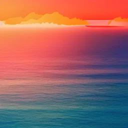 hawaii sunrise, Multiple layers of silhouette waves, with silhouette of volcanos, sharp edges, at sunset, with heavy fog in air, vector style, horizon silhouette Landscape wallpaper by Alena Aenami, firewatch game style, vector style background