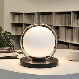 Table Lamp, Two hand design Inspired by Michelangelo's "The Creation of Adam" painting. sphere as a light in the middle. a metal lamp arm connected to the hands. modern design style. white color. studio light.