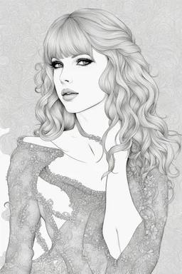 coloring pages of taylor swift for adults, Designs Black and white, No Shading