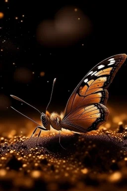 Luminous Light Brown butterfly and manure full of stars