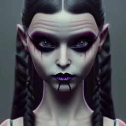 wednesday addams,wednesday make up, wednesday dress, wednesday hair, hyper detail, octane render, unreal engine 5, 8k resolation