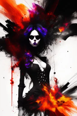 Explosive abstract image of a beautiful gothic girl