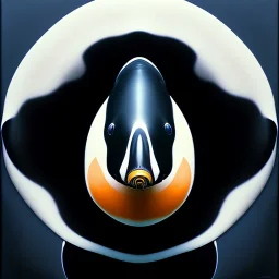 oil on canvas portrait of ORcinus Orca , perfect composition, perfect anatomy, perfect contrast, intrincate detail, with two eyes, only one mouth, intense stare, realistic image, high resolution 8k, by Caravaggio