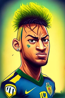 cartoon Neymar Brazilian football player