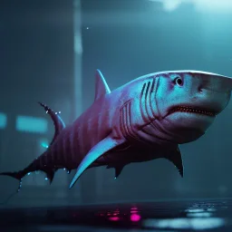 cyberpunk cyber shark deep water unreal 5, octane render, cinema4d, redshift render, hyper realistic, cenematic, vibrancy, synthwave, retouch, centered, dynamic lighting, dramatic lighting, 4k, highly detailed, attractive beautiful, realistic, virtual reality, epic composition, holographic,