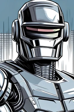 A comic style upper body picture of Robocop