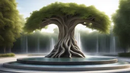 памятник виде живого дерева, фонтан, красивый