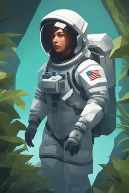 (((close midshot))), (((low poly art:2))), (astronaut), ultra-detailed illustration of an environment on a dangerous:1.2 exotic planet with plants and wild (animals:1.5), (vast open world), astroneer inspired, highest quality, no lines, no outlines candid photography. by Lekrot